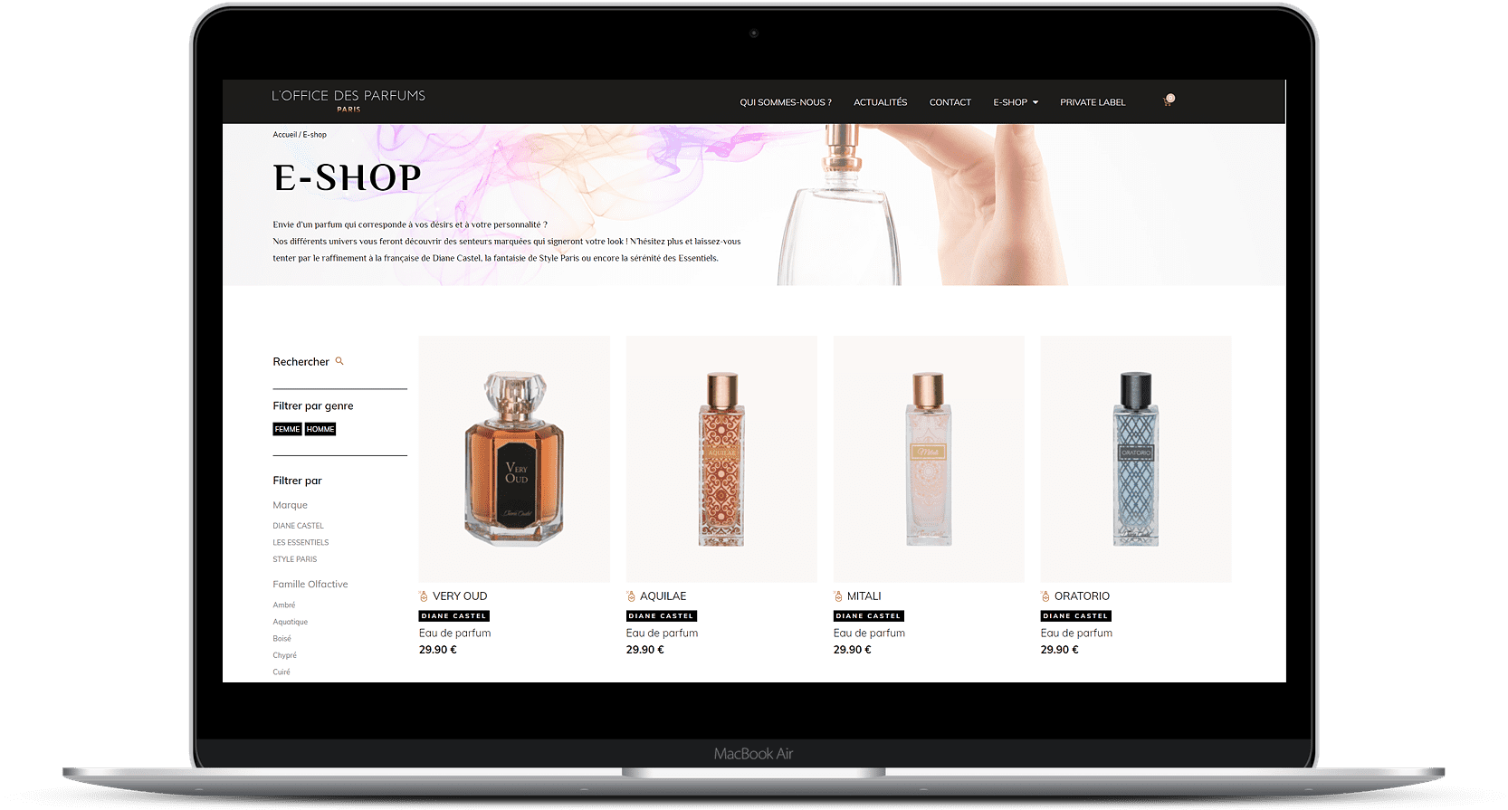 rรฉalisation shop office des parfums