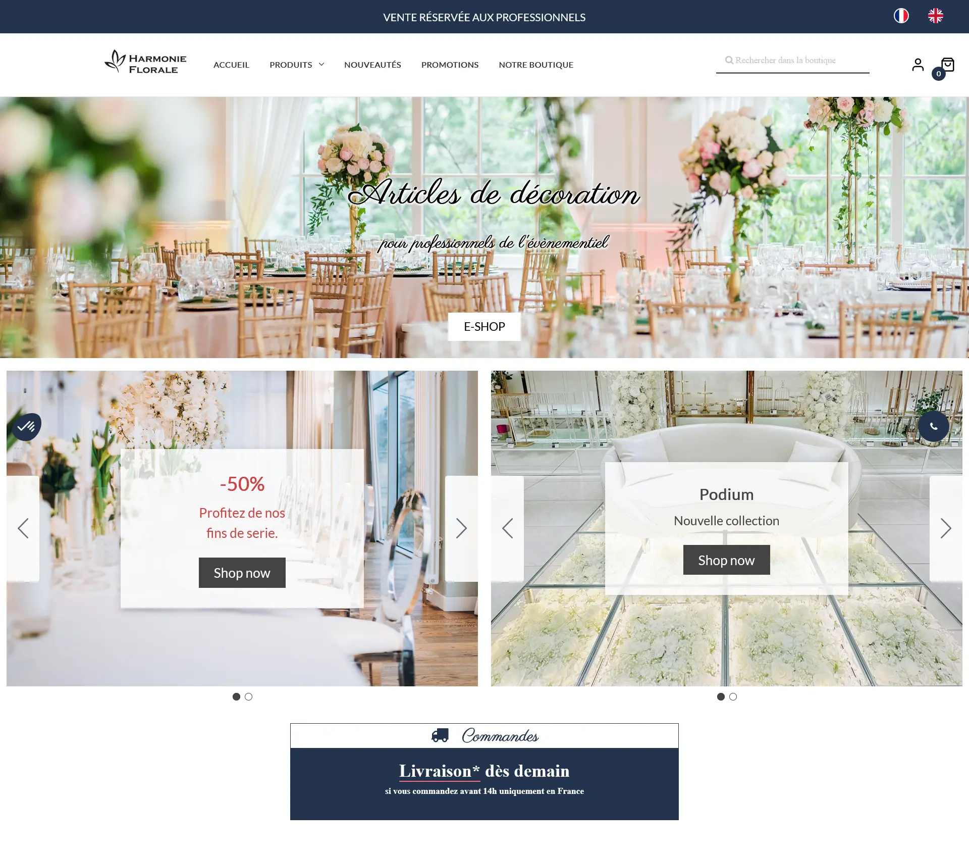 Harmonie FloraleSite e-commerce BtoB Voir plus